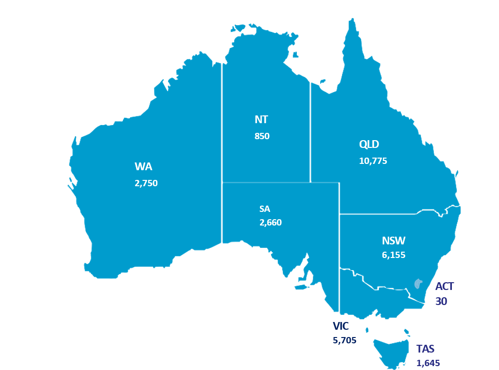 PALM scheme workers by state and territory - October 2024